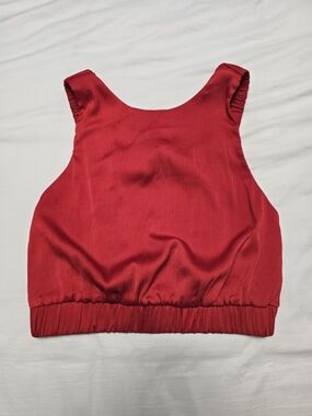 Lulu's Satin Red Backless Crop Tank Top